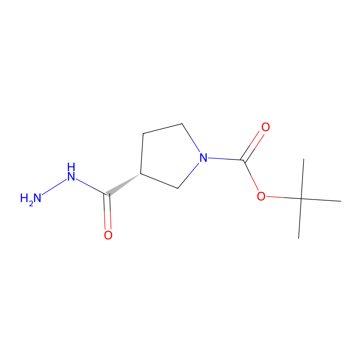 (R)-1-Boc-pyrrolidine-3-carboxylic acid hydrazide molecular structure, CAS 1407997-80-1