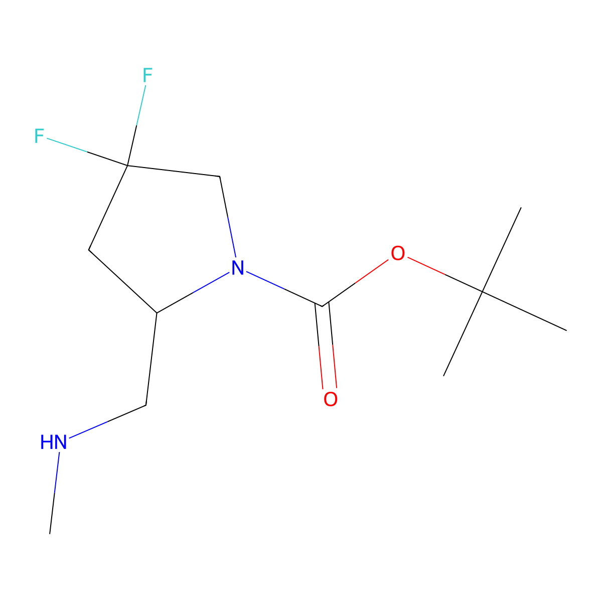 (S)-1-Boc-2-(methylaminomethyl)-4,4-difluoropyrrolidine molecular structure, CAS 1407997-82-3