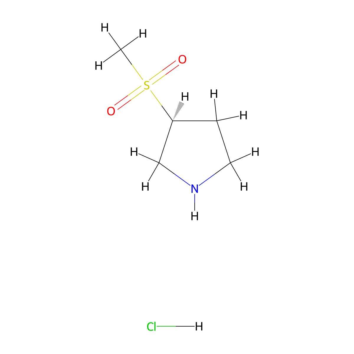 (S)-3-(Methylsulfonyl)pyrrolidine hydrochloride molecular structure, CAS 1407997-84-5