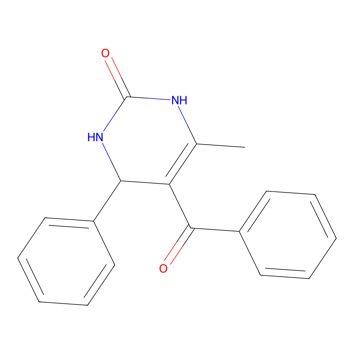 2(1H)-Pyrimidinone, 5-benzoyl-3,4-dihydro-6-methyl-4-phenyl- molecular structure, CAS 14080-15-0