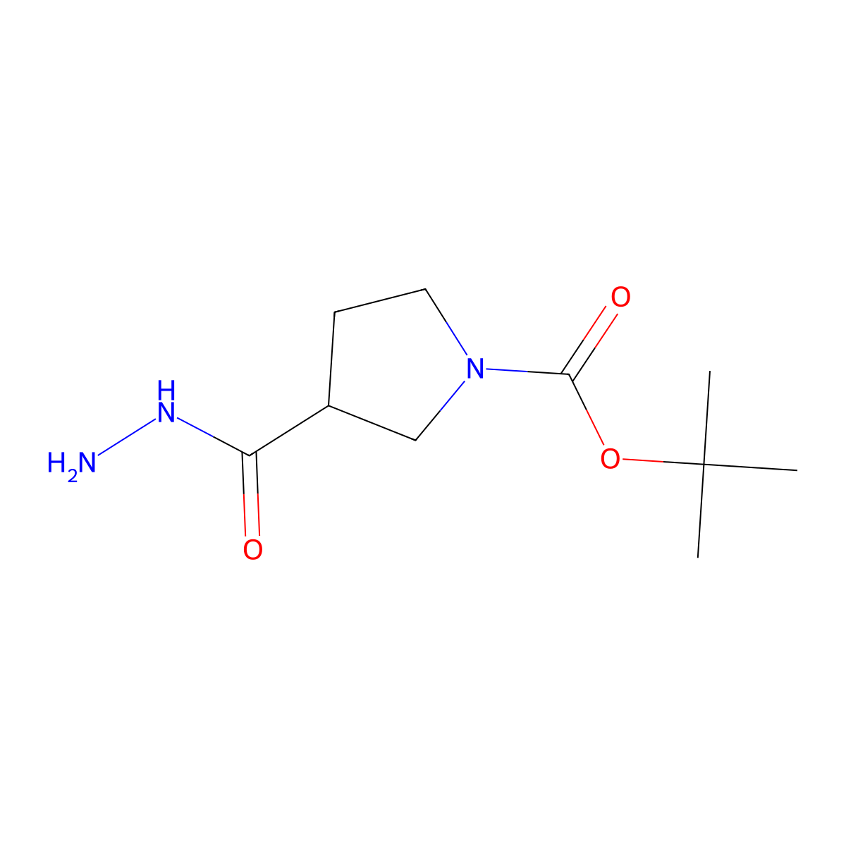 (S)-1-Boc-pyrrolidine-3-carboxylic acid hydrazide molecular structure, CAS 1408002-81-2