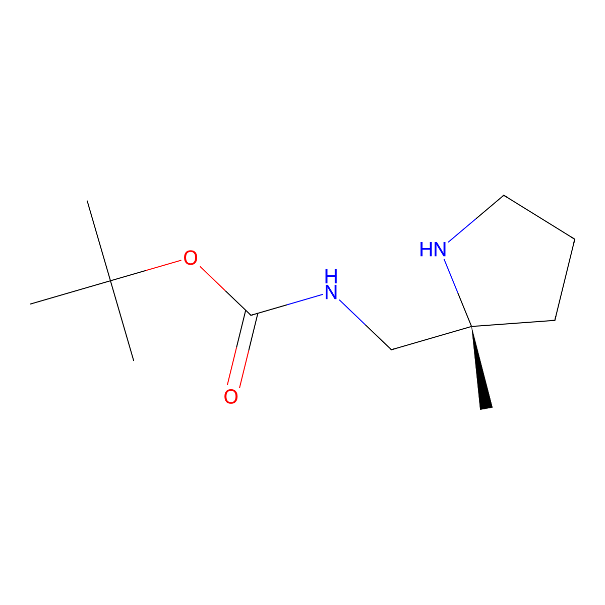(2R)-2-(Boc-aminomethyl)-2-methylpyrrolidine molecular structure, CAS 1408002-82-3