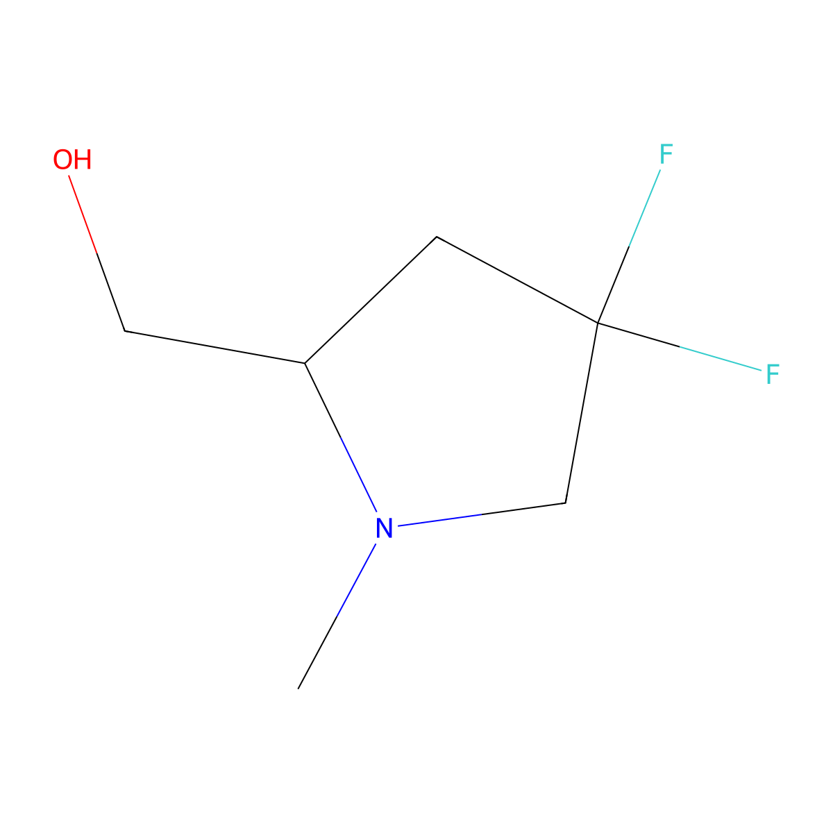 [(2S)-4,4-difluoro-1-methylpyrrolidin-2-yl]methanol molecular structure, CAS 1408057-44-2