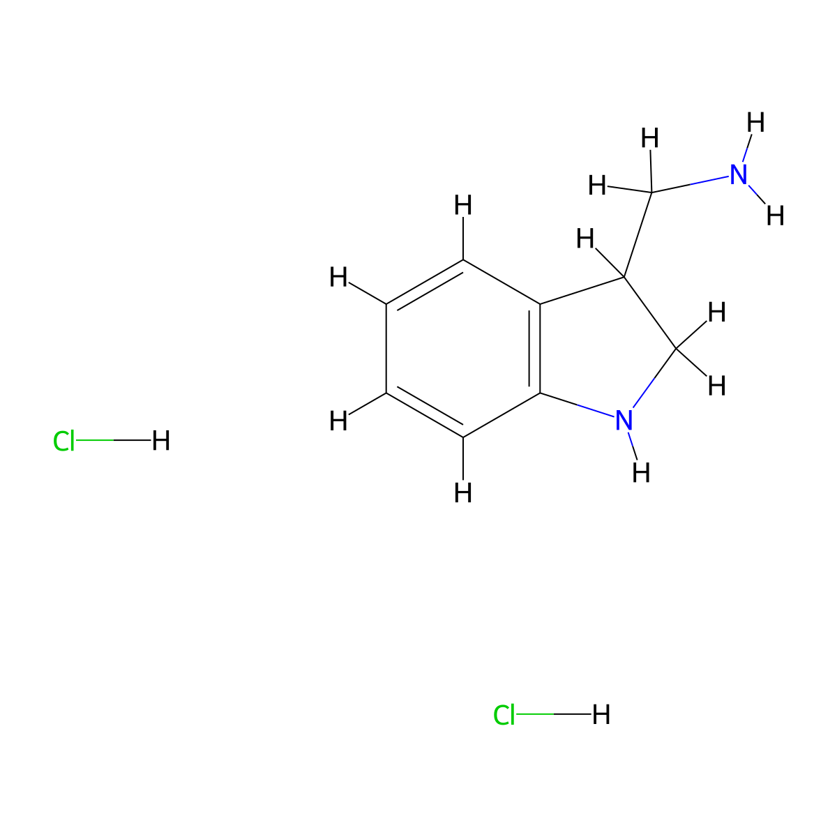 3-(Aminomethyl)indoline Dihydrochloride molecular structure, CAS 1408058-15-0