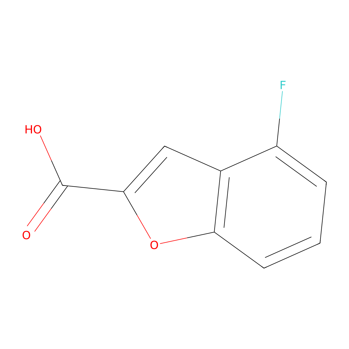 4-Fluoro-1-benzofuran-2-carboxylic acid molecular structure, CAS 1408060-30-9