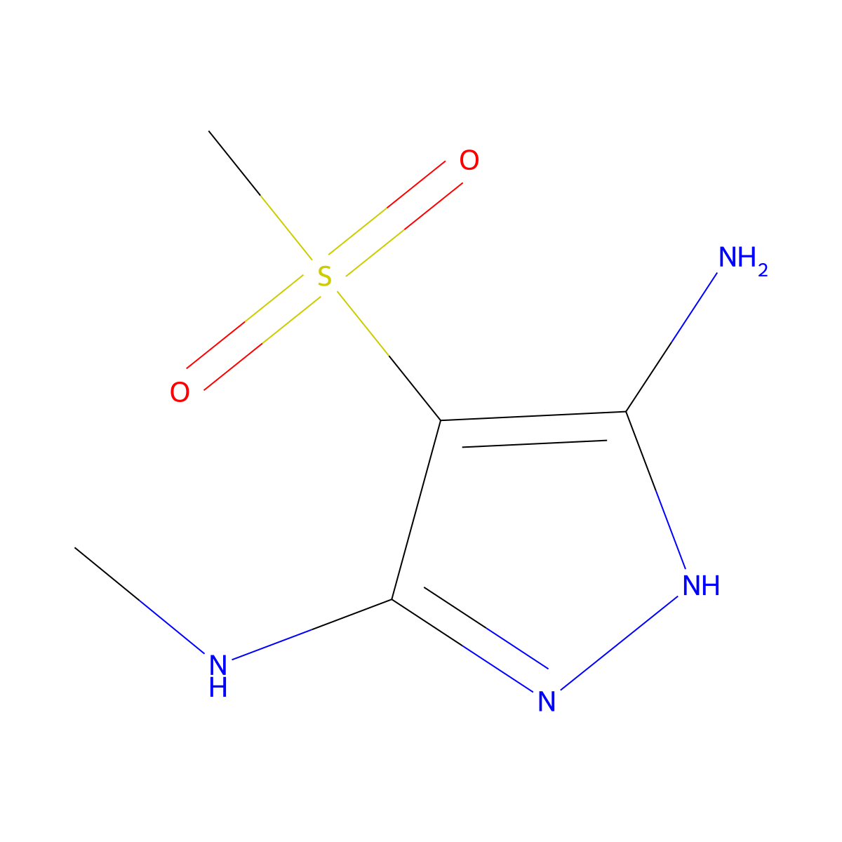 4-methanesulfonyl-3-N-methyl-1H-pyrazole-3,5-diamine molecular structure, CAS 1408063-53-5