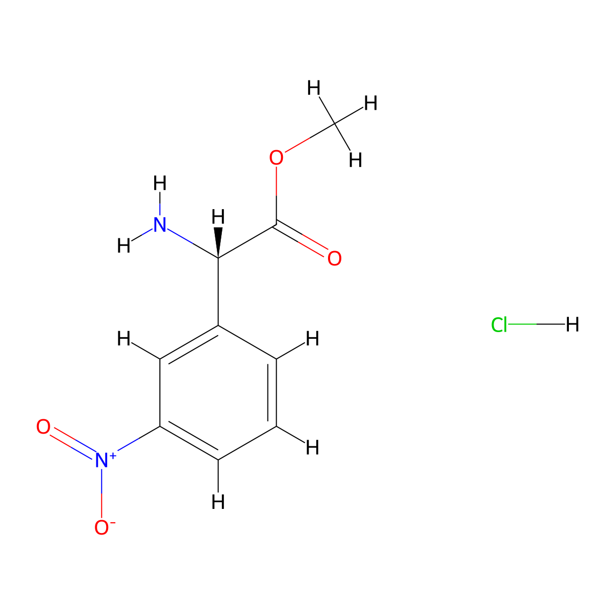 Methyl (S)-2-Amino-2-(3-nitrophenyl)acetate Hydrochloride molecular structure, CAS 1408064-40-3