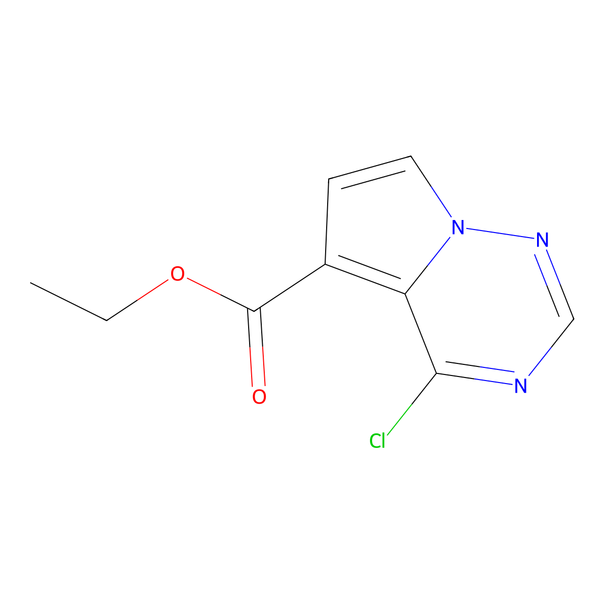 Ethyl 4-chloropyrrolo[2,1-F][1,2,4]triazine-5-carboxylate molecular structure, CAS 1408064-98-1