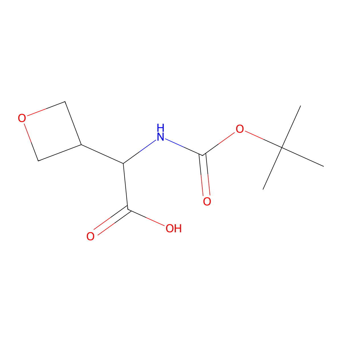 2-((tert-Butoxycarbonyl)amino)-2-(oxetan-3-yl)acetic acid molecular structure, CAS 1408074-43-0