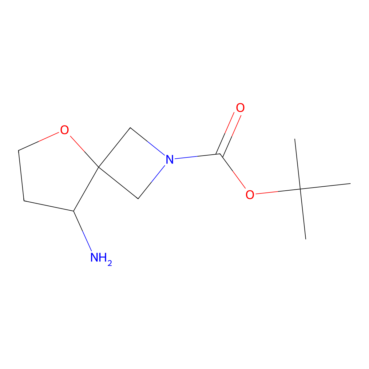 5-Oxa-2-azaspiro(3.4)octane-2-carboxylic acid, 8-amino-, 1,1-dimethylethyl ester molecular structure, CAS 1408074-44-1