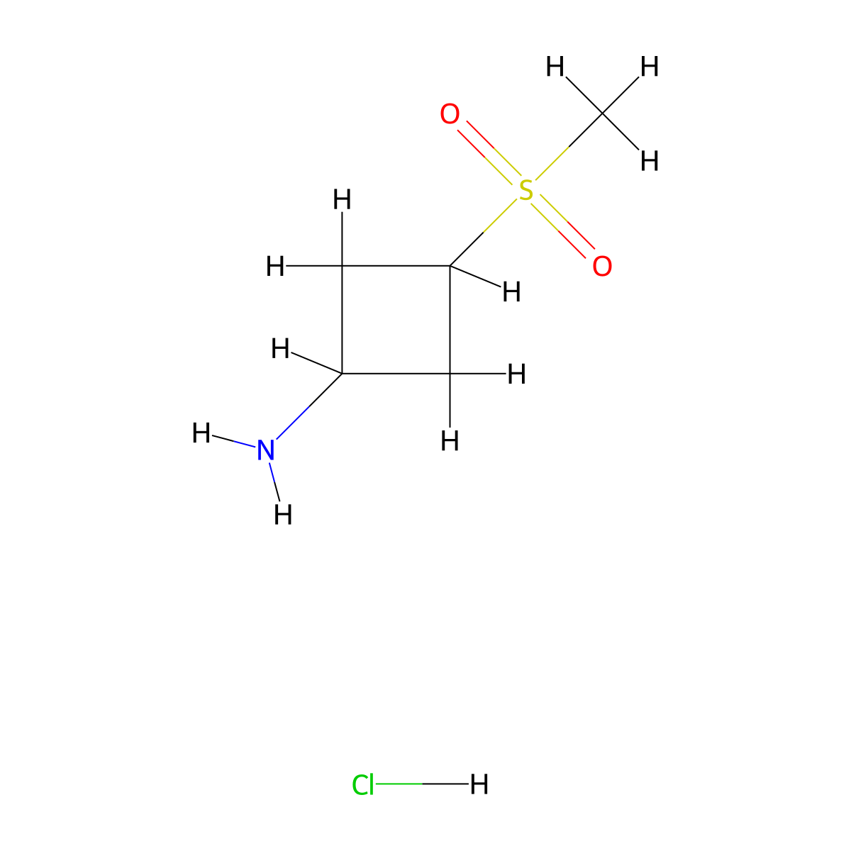 (1r,3r)-3-Methanesulfonylcyclobutan-1-amine hydrochloride molecular structure, CAS 1408074-56-5
