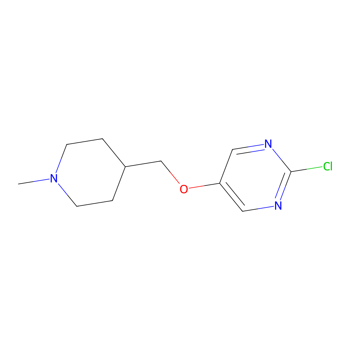 2-Chloro-5-(1-methyl-piperidin-4-ylmethoxy)-pyrimidine molecular structure, CAS 1408074-71-4
