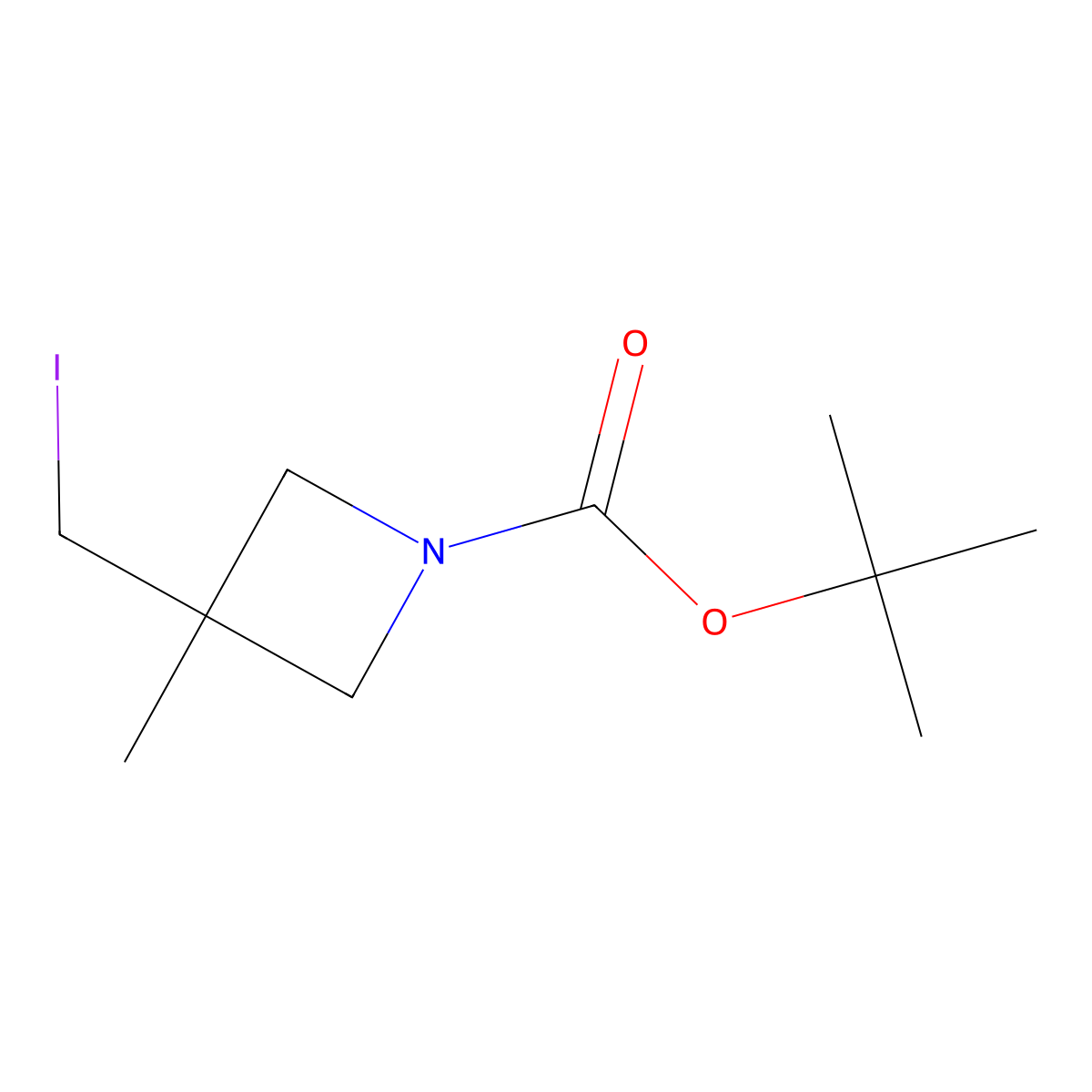 1-Boc-3-iodomethyl-3-methylazetidine molecular structure, CAS 1408074-76-9