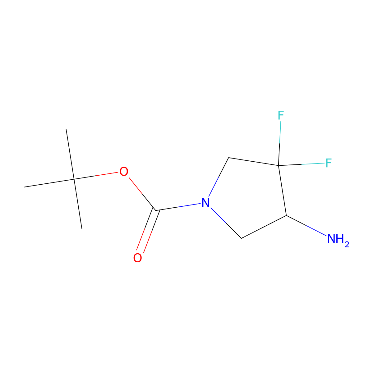 Tert-butyl 4-amino-3,3-difluoropyrrolidine-1-carboxylate molecular structure, CAS 1408074-83-8
