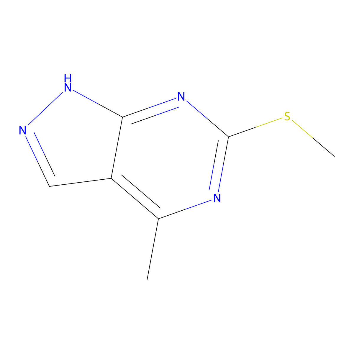 4-methyl-6-(methylthio)-1H-pyrazolo[3,4-d]pyrimidine molecular structure, CAS 1408075-41-1