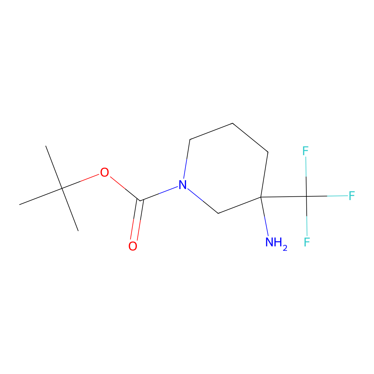Tert-butyl 3-amino-3-(trifluoromethyl)piperidine-1-carboxylate molecular structure, CAS 1408075-51-3
