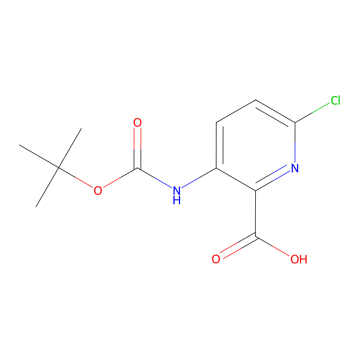 3-(Boc-amino)-6-chloropyridine-2-carboxylic acid molecular structure, CAS 1408075-64-8