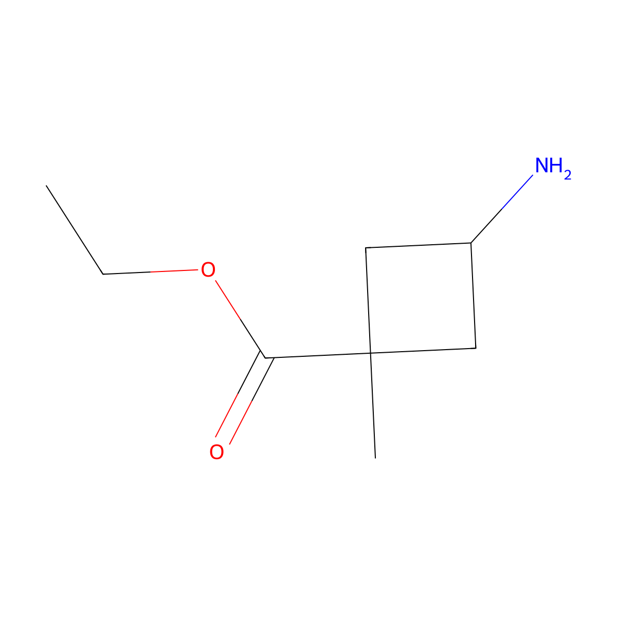 Ethyl cis-3-amino-1-methylcyclobutanecarboxylate molecular structure, CAS 1408075-83-1