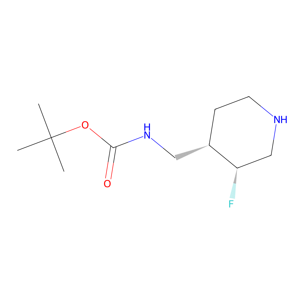 (3S,4R)-rel-4-(Boc-amino)-3-fluoropiperidine molecular structure, CAS 1408076-00-5
