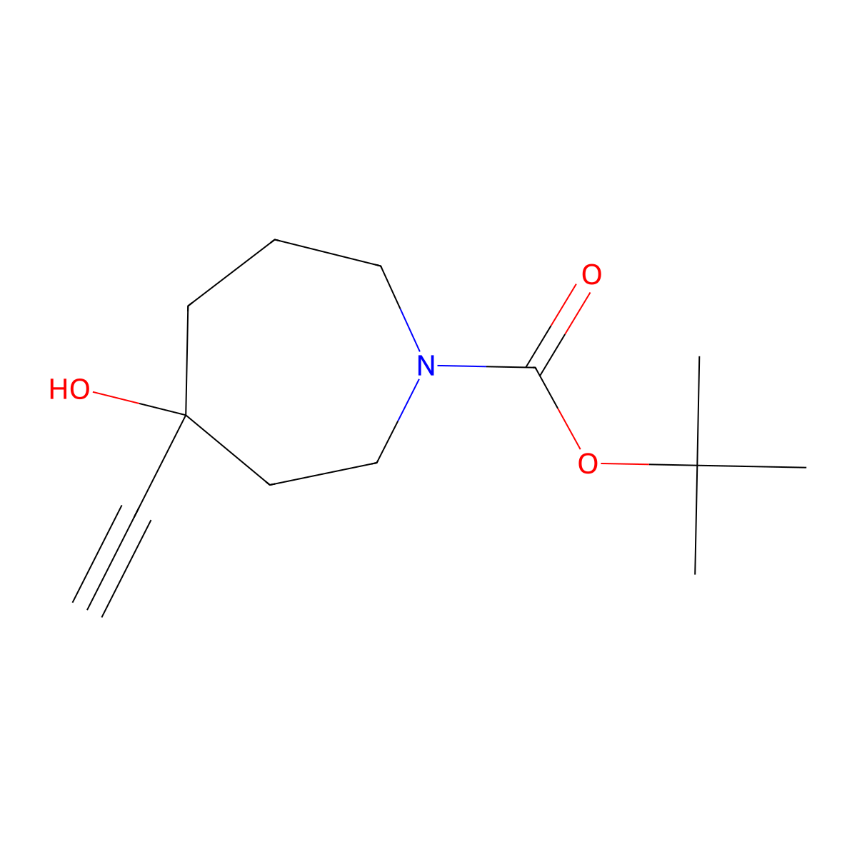 1H-Azepine-1-carboxylic acid, 4-ethynylhexahydro-4-hydroxy-, 1,1-dimethylethyl ester molecular structure, CAS 1408076-13-0