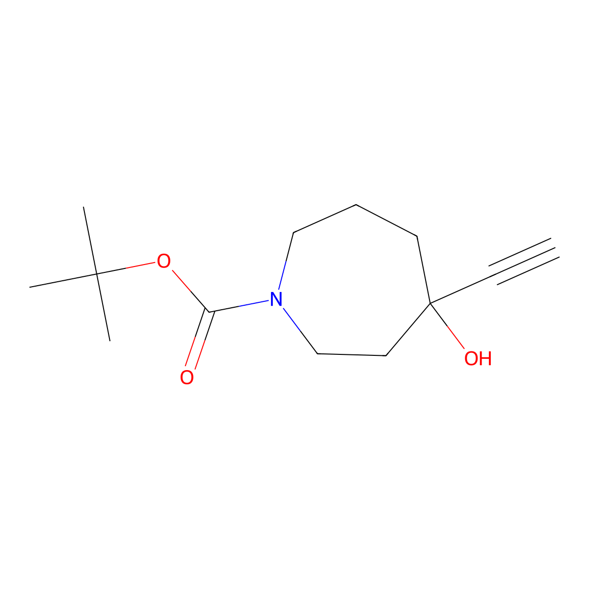 1H-Azepine-1-carboxylic acid, 4-ethynylhexahydro-4-hydroxy-, 1,1-dimethylethyl ester molecular structure, CAS 1408076-13-0