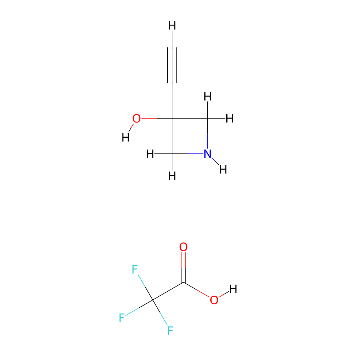 3-Ethynylazetidin-3-ol trifluoroacetate molecular structure, CAS 1408076-23-2