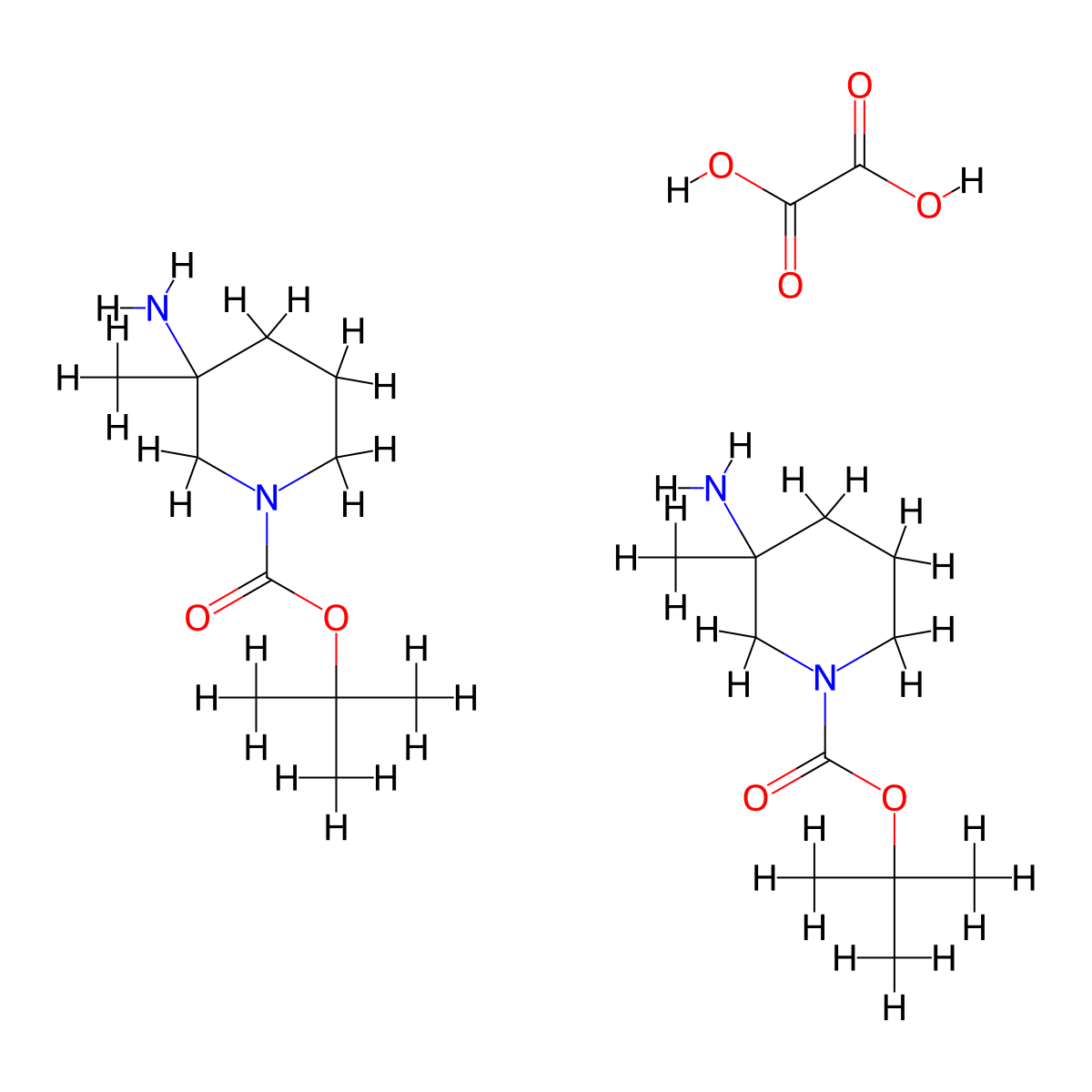 3-Amino-1-Boc-3-methylpiperidine hemioxalate molecular structure, CAS 1408076-33-4