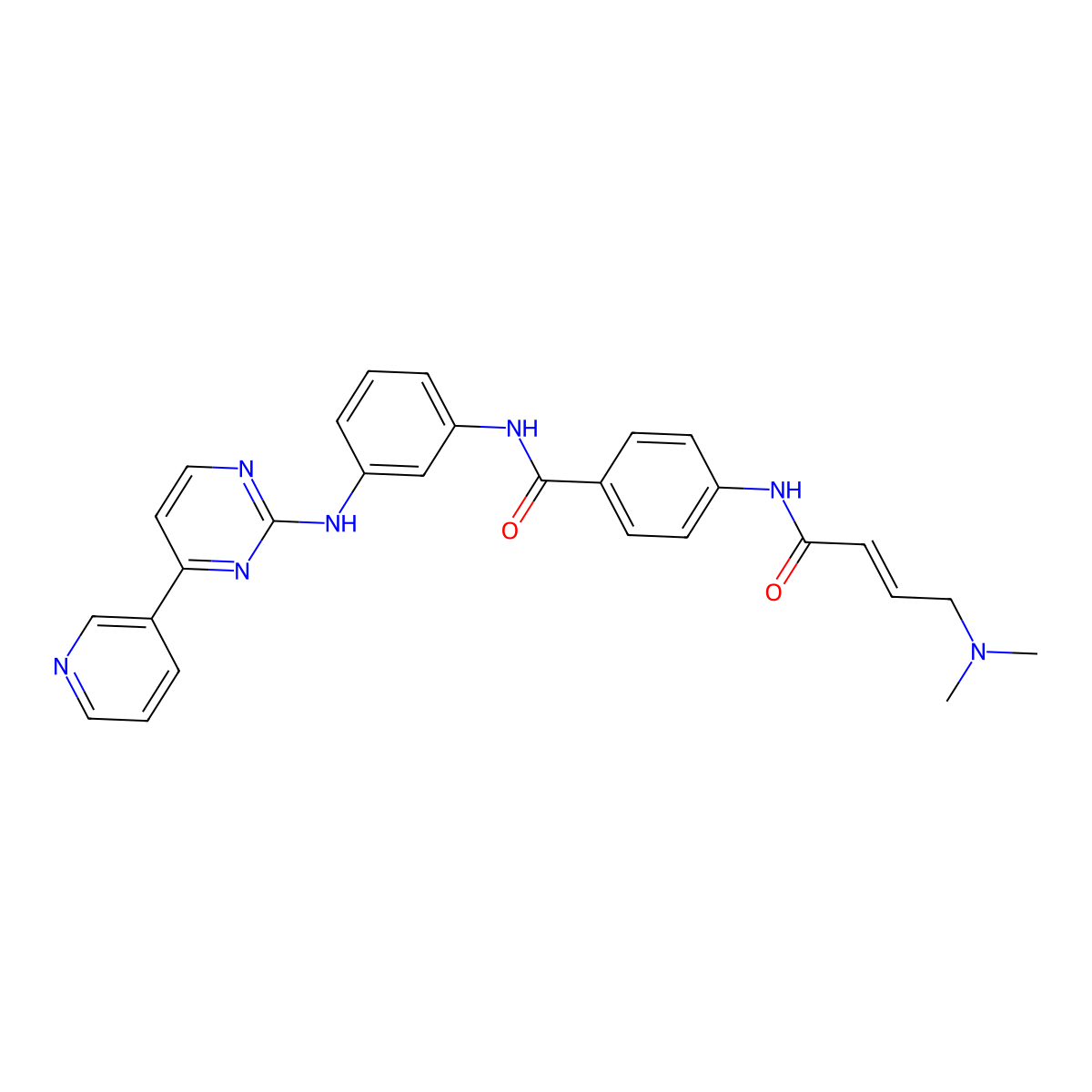 4-[[4-(dimethylamino)-1-oxobut-2-enyl]amino]-N-[3-[[4-(3-pyridinyl)-2-pyrimidinyl]amino]phenyl]benzamide molecular structure, CAS 1408077-04-2
