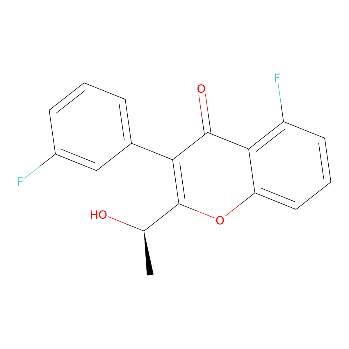 (R)-5-fluoro-3-(3-fluorophenyl)-2-(1-hydroxyethyl)-4H-chromen-4-one molecular structure, CAS 1408087-84-2