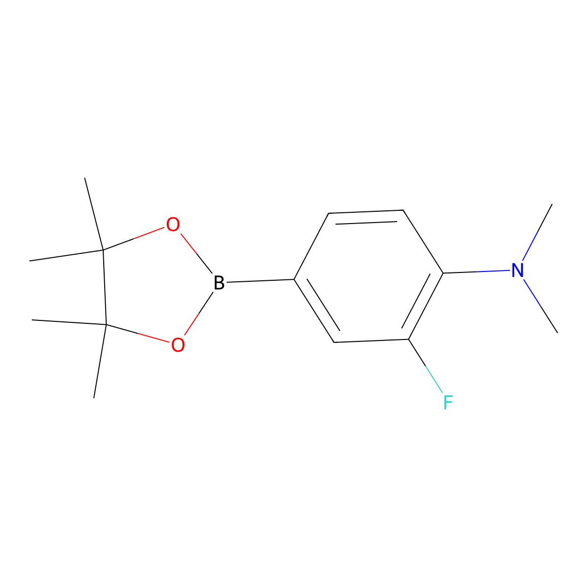 2-fluoro-N,N-dimethyl-4-(4,4,5,5-tetramethyl-1,3,2-dioxaborolan-2-yl)aniline molecular structure, CAS 1408088-31-2