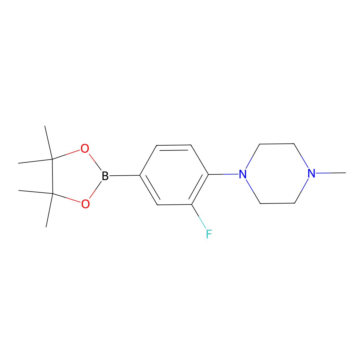 1-(2-Fluoro-4-(4,4,5,5-tetramethyl-1,3,2-dioxaborolan-2-yl)phenyl)-4-methylpiperazine molecular structure, CAS 1408088-34-5