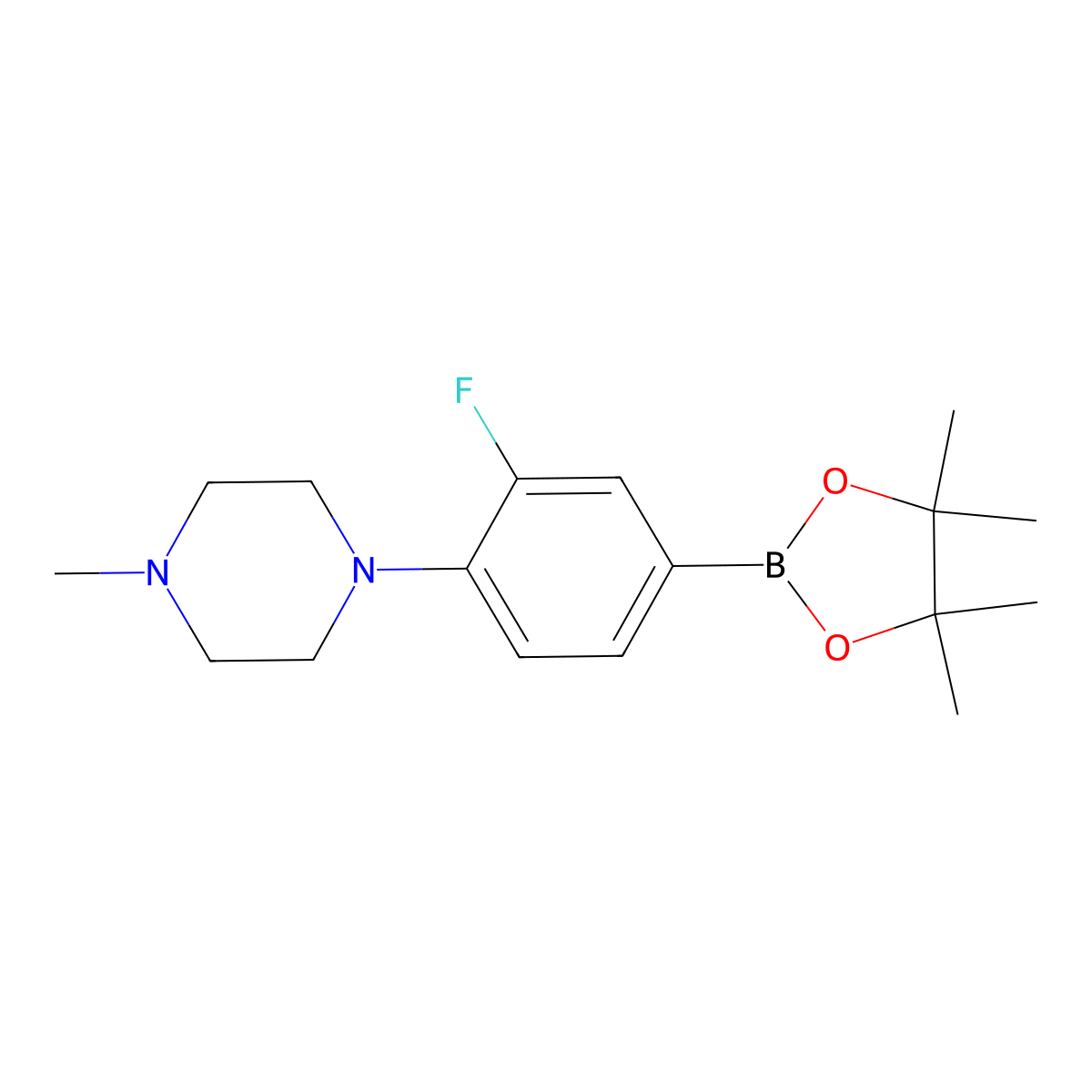 1-(2-Fluoro-4-(4,4,5,5-tetramethyl-1,3,2-dioxaborolan-2-yl)phenyl)-4-methylpiperazine molecular structure, CAS 1408088-34-5