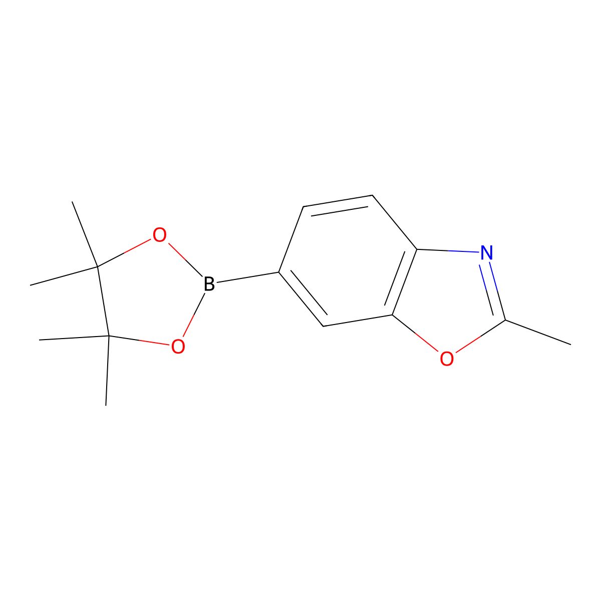 2-Methyl-6-(tetramethyl-1,3,2-dioxaborolan-2-yl)-1,3-benzoxazole molecular structure, CAS 1408089-23-5