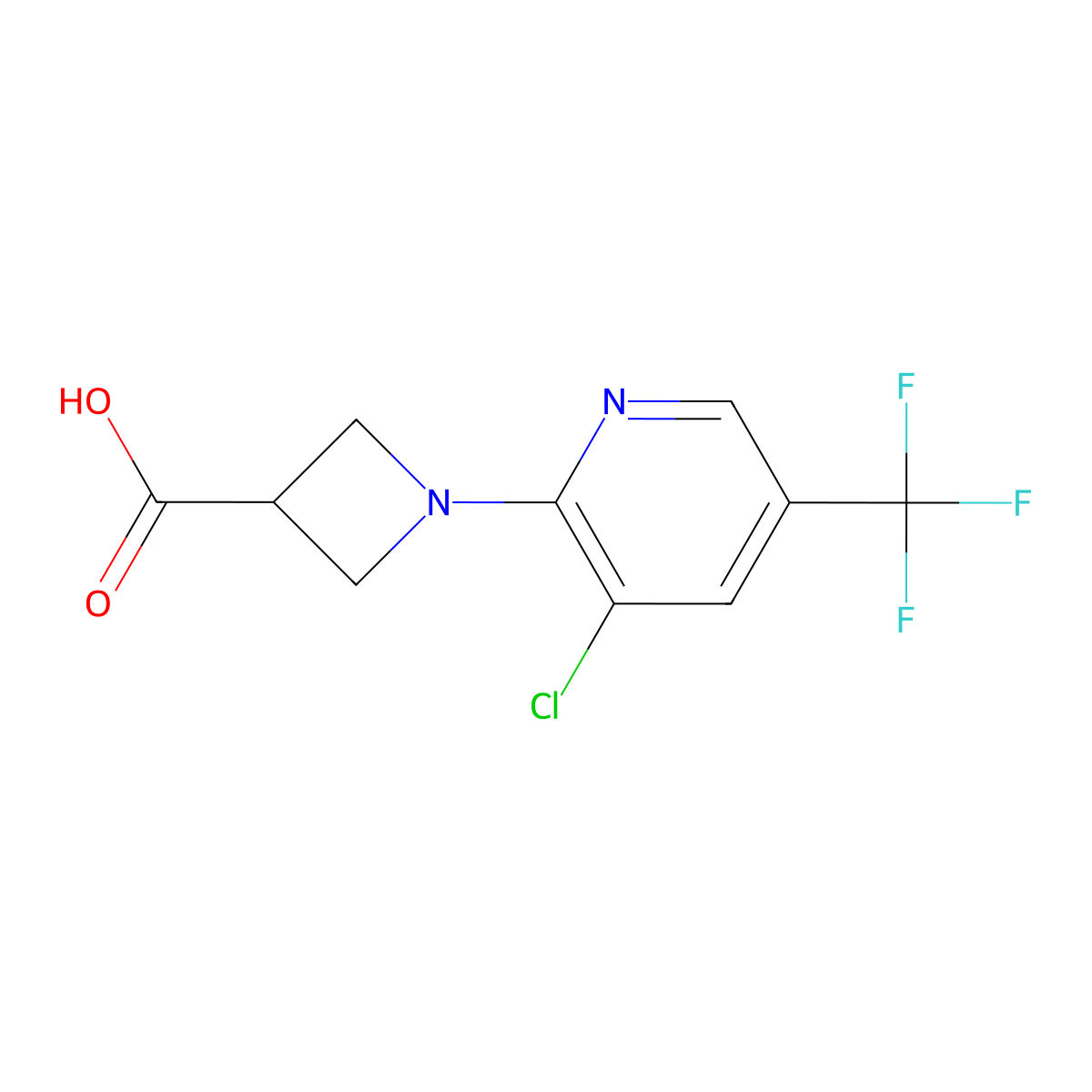 1-(3-Chloro-5-(trifluoromethyl)pyridin-2-yl)azetidine-3-carboxylic acid molecular structure, CAS 1408103-81-0