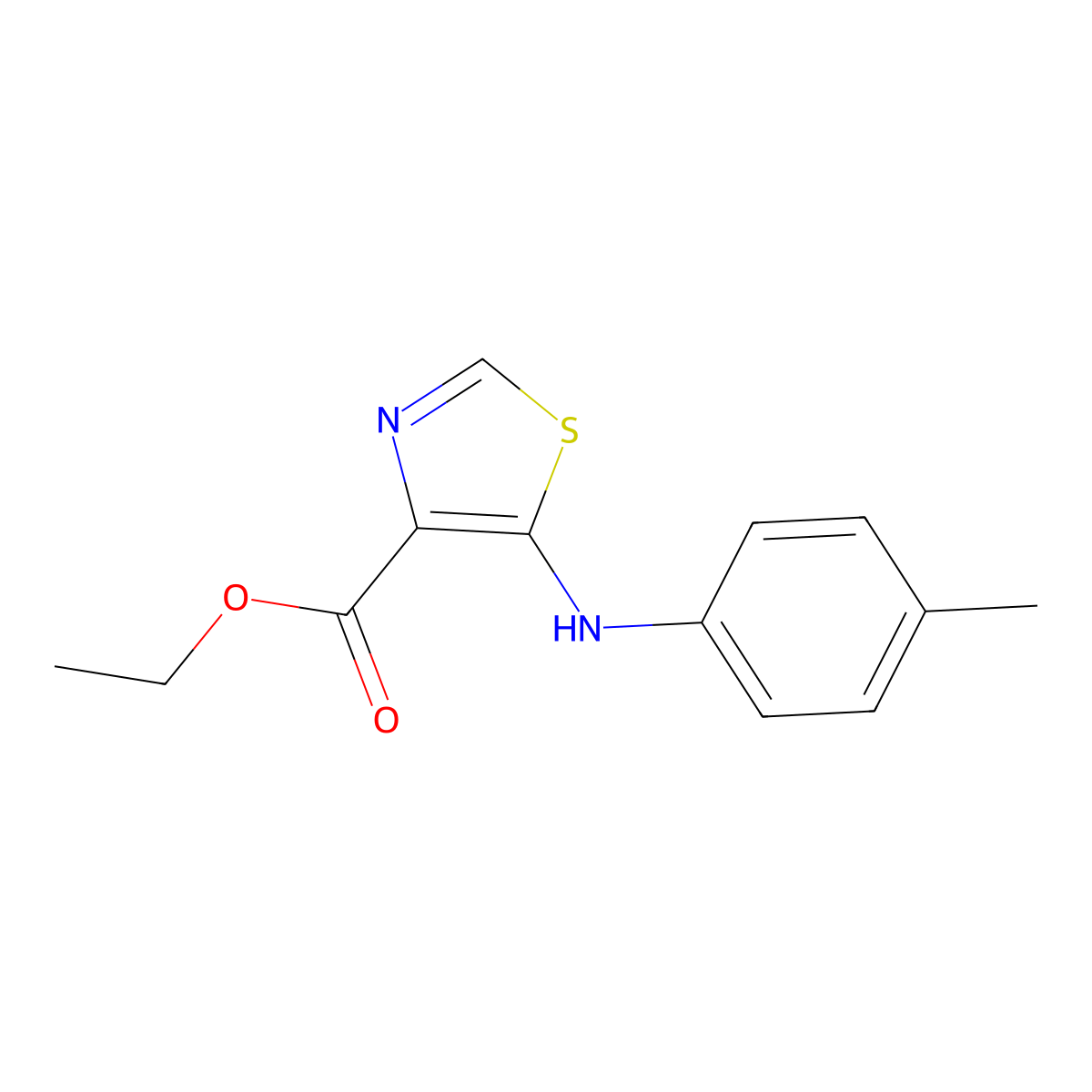 Ethyl 5-[(4-methylphenyl)amino]-1,3-thiazole-4-carboxylate molecular structure, CAS 1408107-25-4