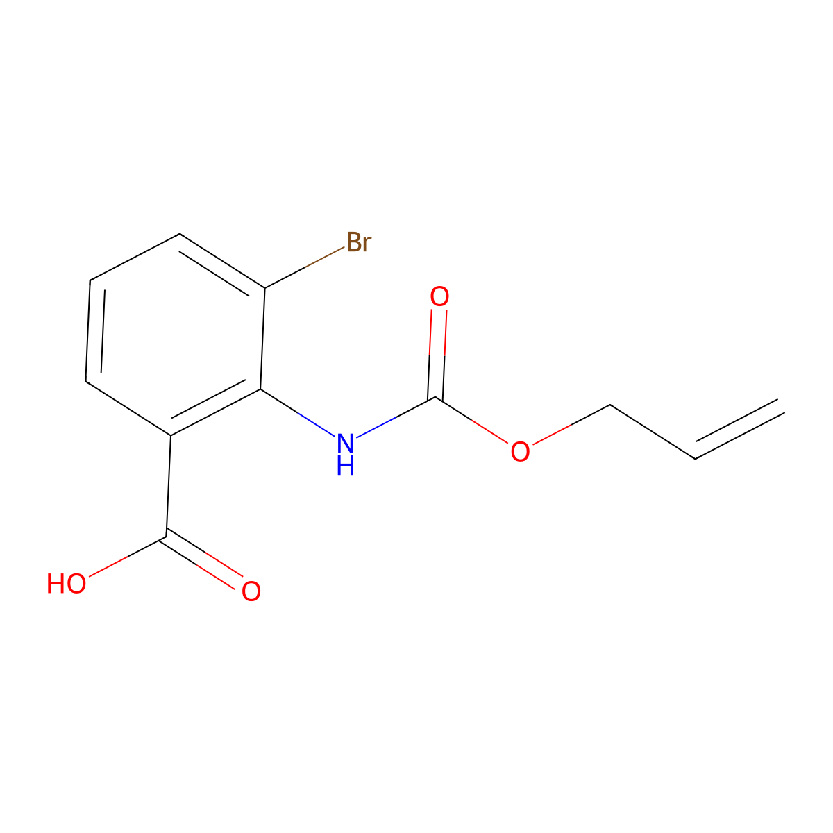 3-Bromo-2-{[(prop-2-en-1-yloxy)carbonyl]amino}benzoic acid molecular structure, CAS 1408108-03-1