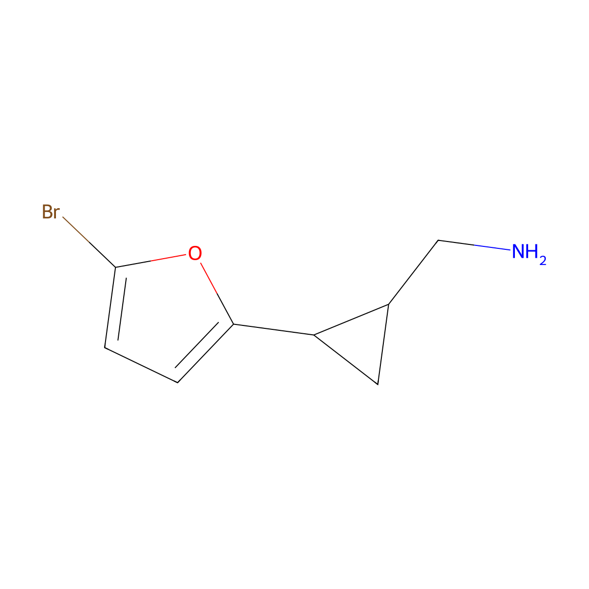 (2-(5-Bromofuran-2-yl)cyclopropyl)methanamine molecular structure, CAS 1408131-19-0