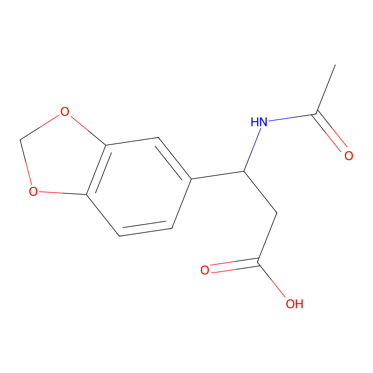 (3S)-3-(1,3-dioxaindan-5-yl)-3-acetamidopropanoic acid molecular structure, CAS 1408136-27-5