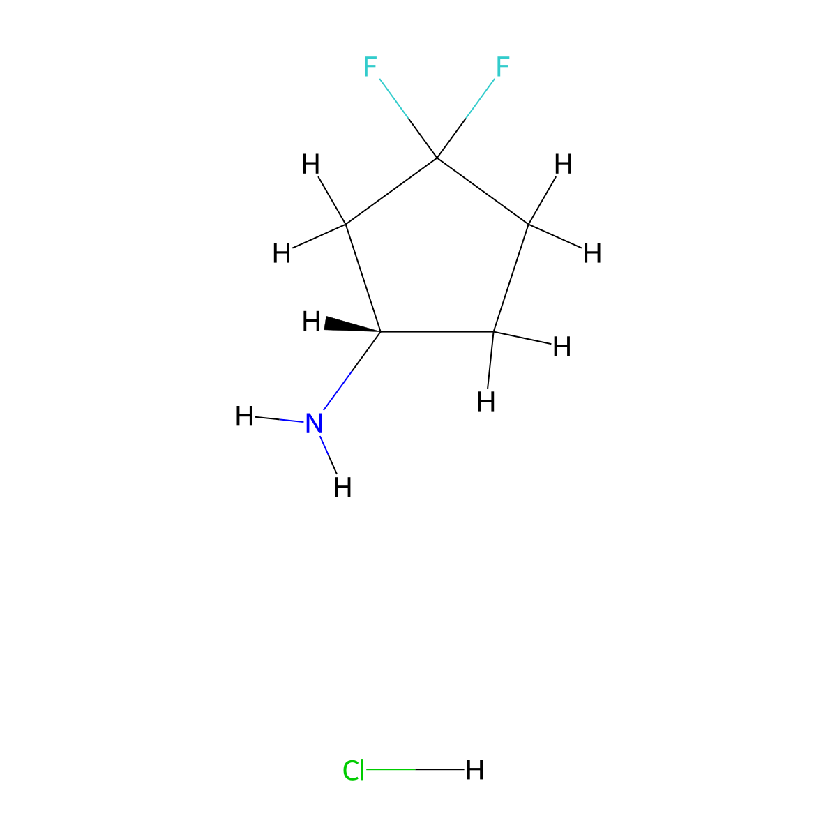 (S)-3,3-difluorocyclopentanamine hydrochloride molecular structure, CAS 1408148-48-0