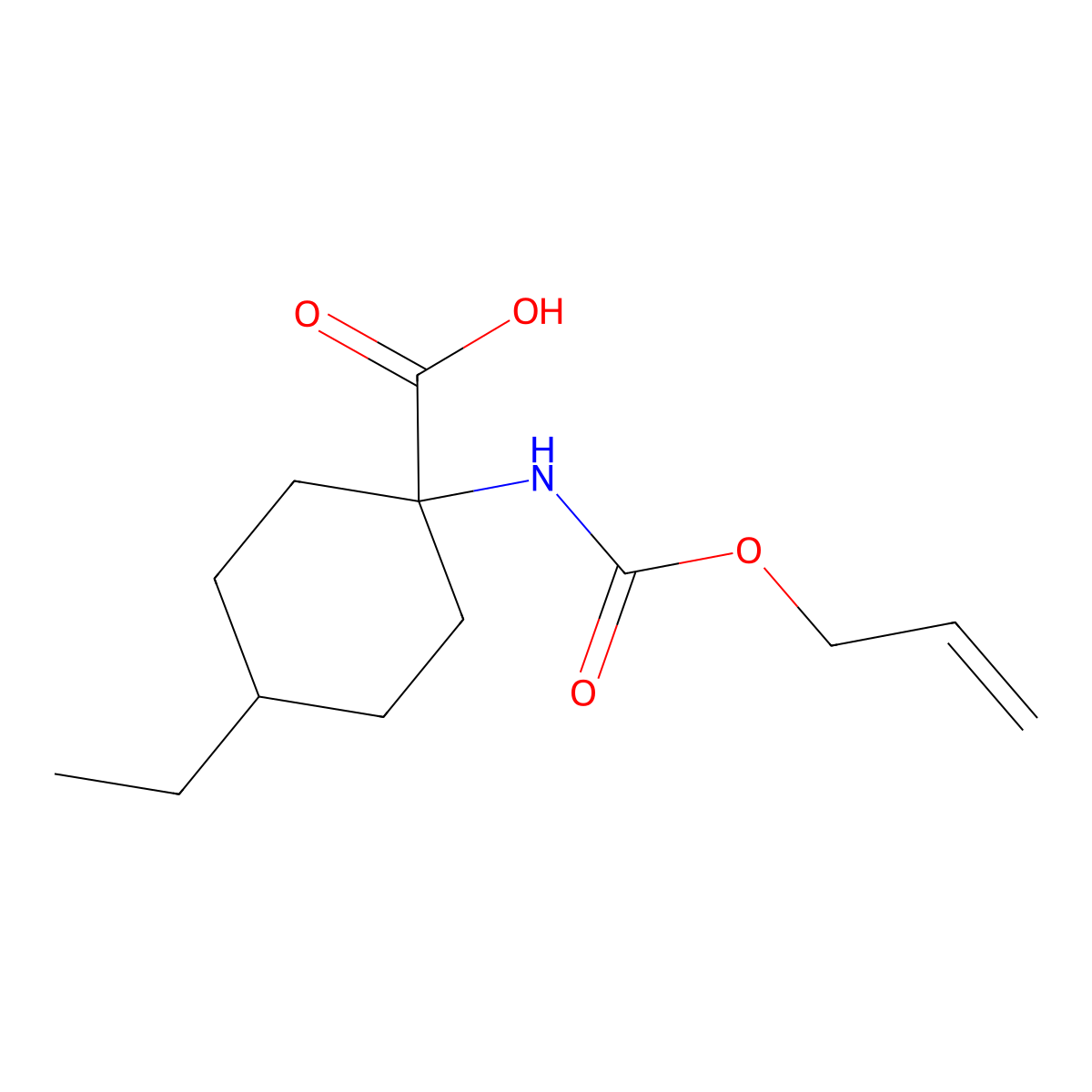 4-Ethyl-1-{[(prop-2-en-1-yloxy)carbonyl]amino}cyclohexane-1-carboxylic acid molecular structure, CAS 1408164-13-5
