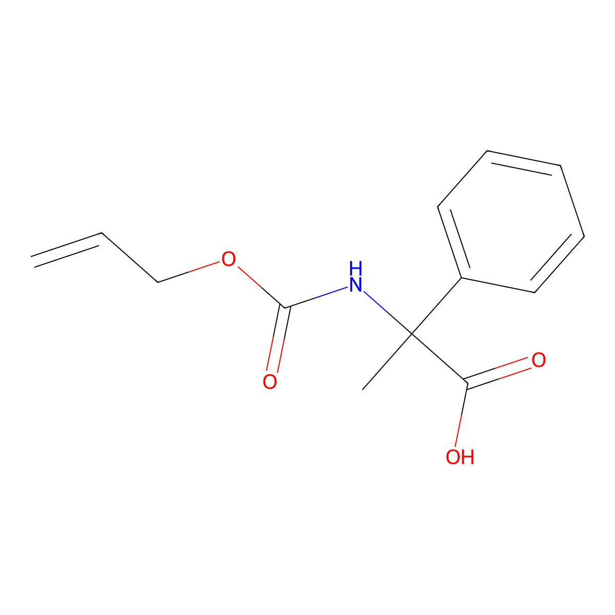 2-Phenyl-2-{[(prop-2-en-1-yloxy)carbonyl]amino}propanoic acid molecular structure, CAS 1408164-15-7
