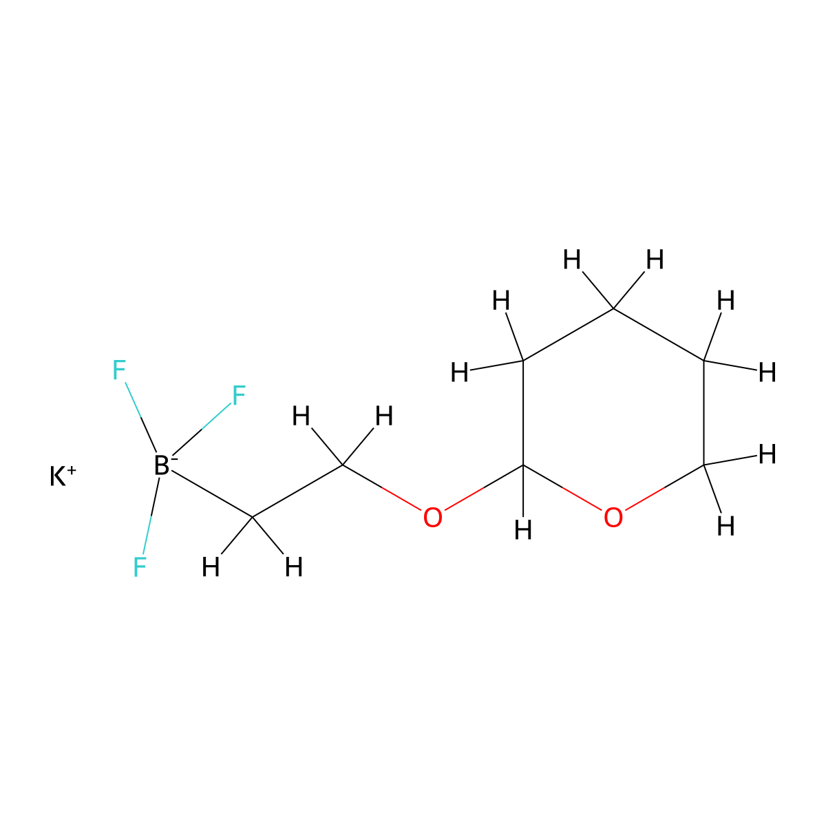 Potassium trifluoro(2-((tetrahydro-2H-pyran-2-yl)oxy)ethyl)borate molecular structure, CAS 1408168-76-2
