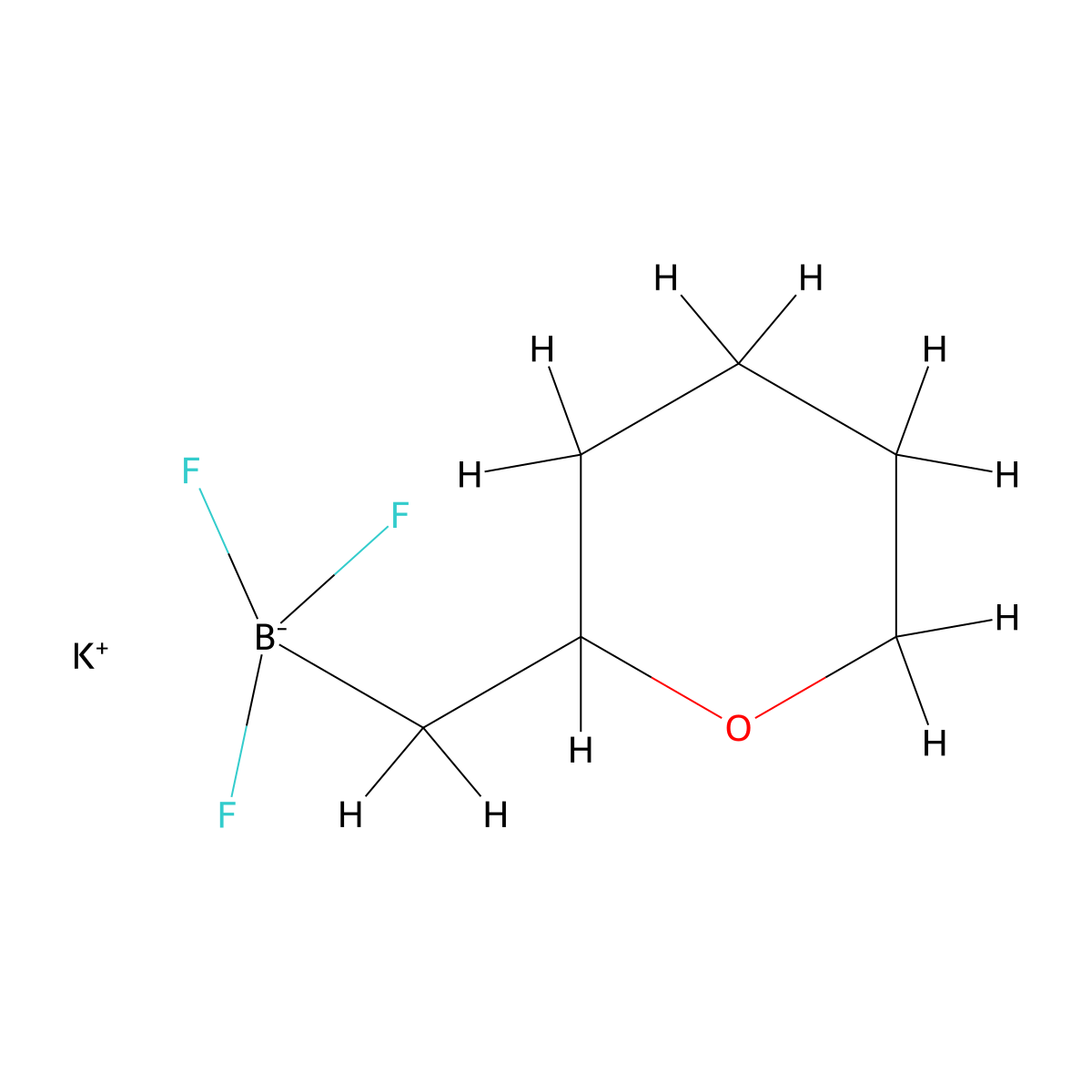 Potassium trifluoro((oxan-2-yl)methyl)boranuide molecular structure, CAS 1408168-78-4
