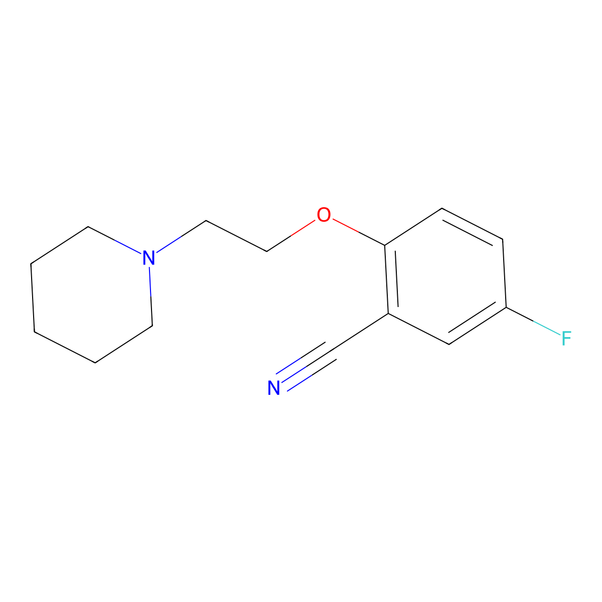 5-Fluoro-2-[2-(piperidin-1-yl)ethoxy]benzonitrile molecular structure, CAS 1408189-62-7