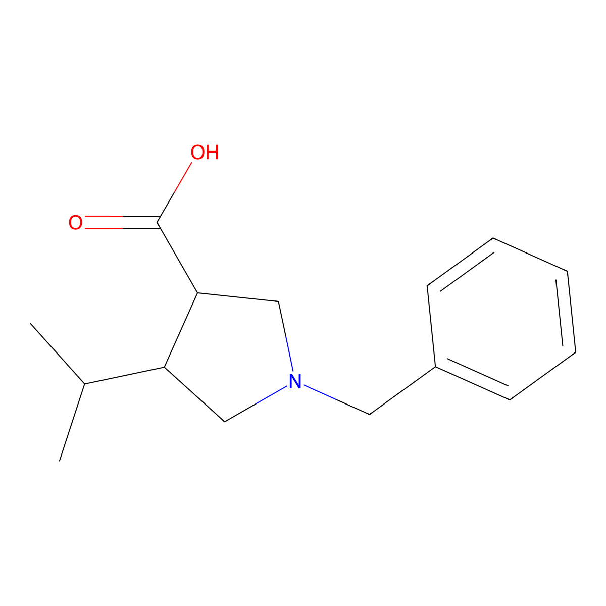 1-Benzyl-4-(propan-2-yl)pyrrolidine-3-carboxylic acid molecular structure, CAS 1408226-47-0