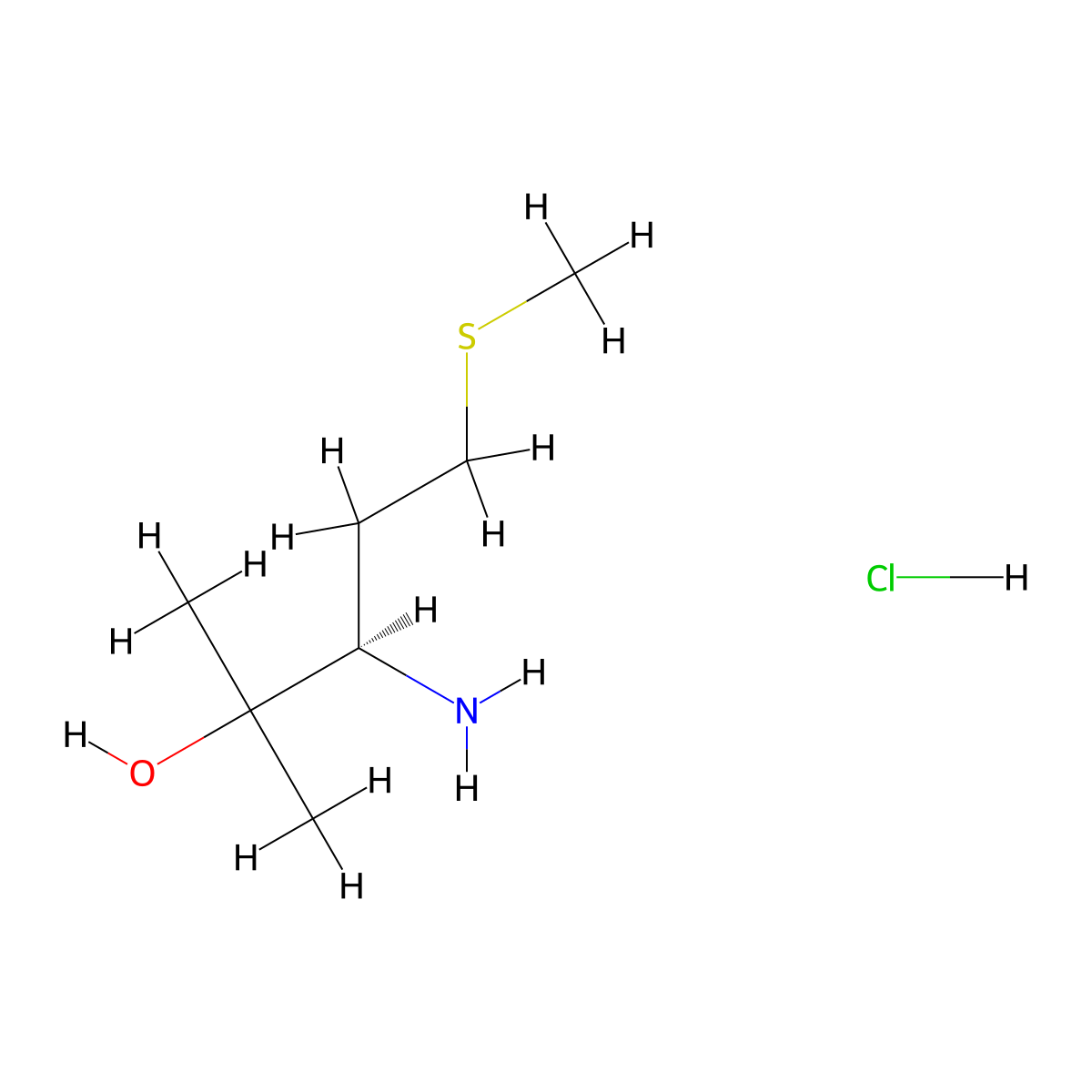 (3R)-3-amino-2-methyl-5-(methylsulfanyl)pentan-2-ol hydrochloride molecular structure, CAS 1408229-31-1
