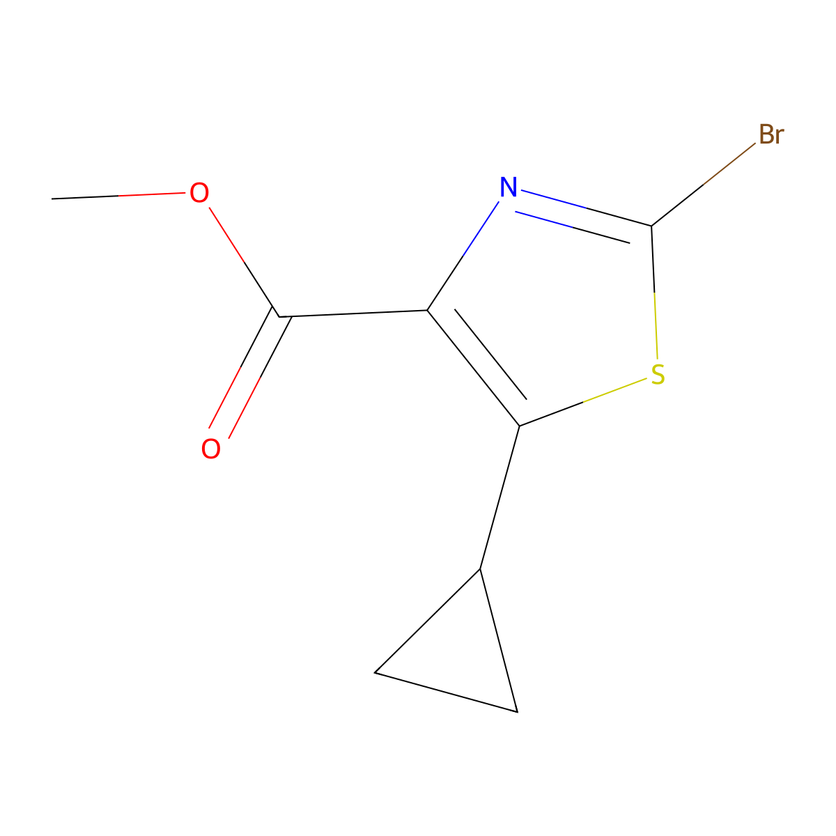 Methyl 2-bromo-5-cyclopropyl-1,3-thiazole-4-carboxylate molecular structure, CAS 1408235-82-4