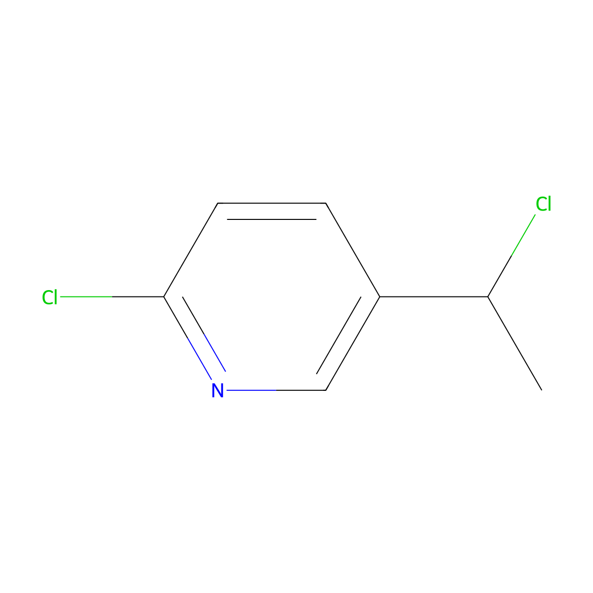 Pyridine, 2-chloro-5-(1-chloroethyl)- molecular structure, CAS 1408253-38-2
