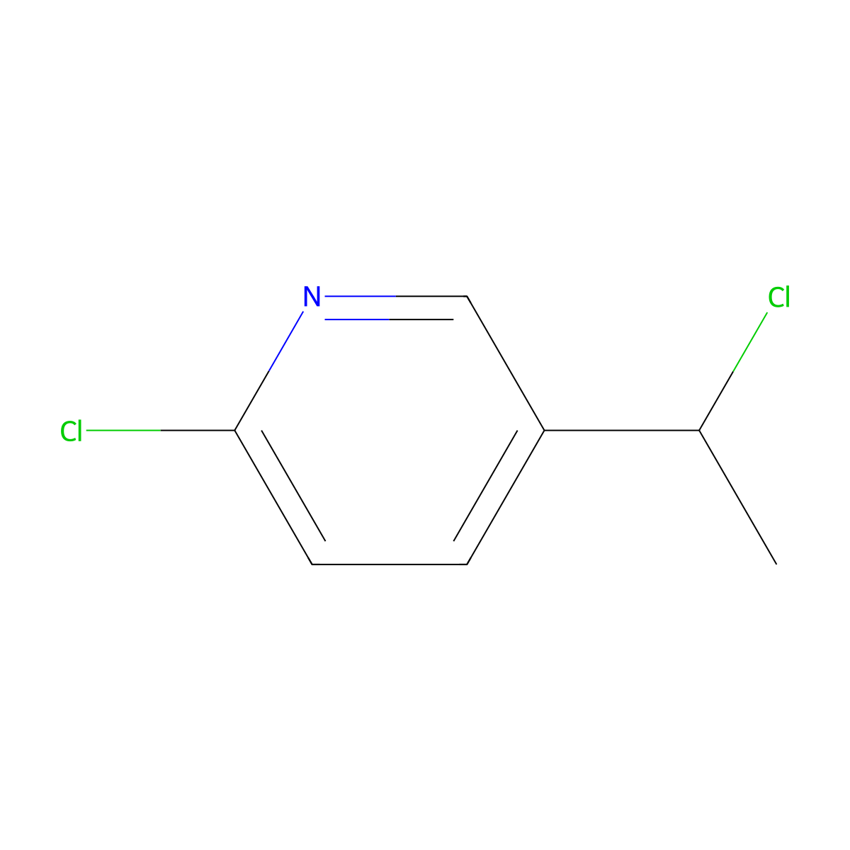 Pyridine, 2-chloro-5-(1-chloroethyl)- molecular structure, CAS 1408253-38-2