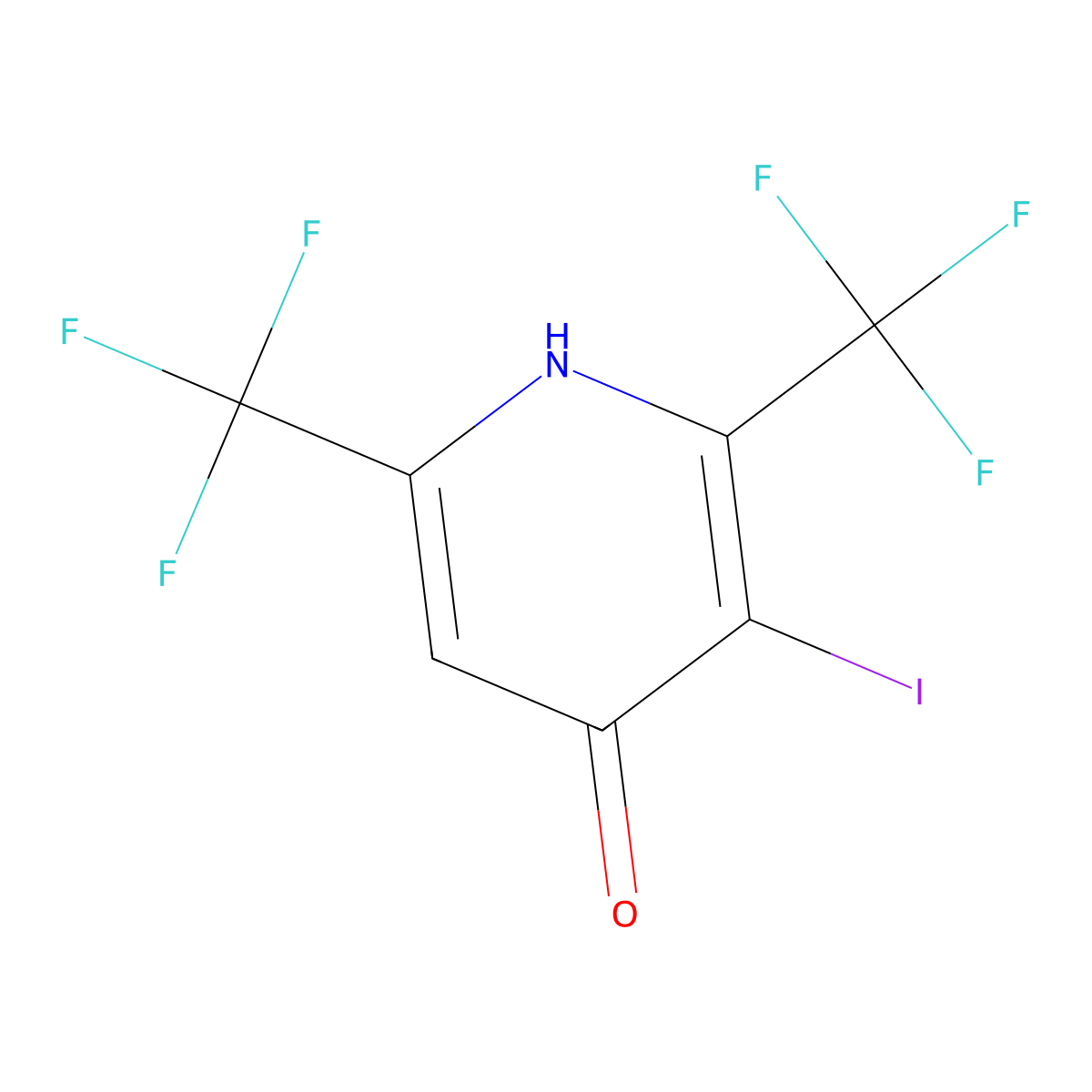 3-Iodo-2,6-bis-trifluoromethyl-pyridin-4-ol molecular structure, CAS 1408279-10-6